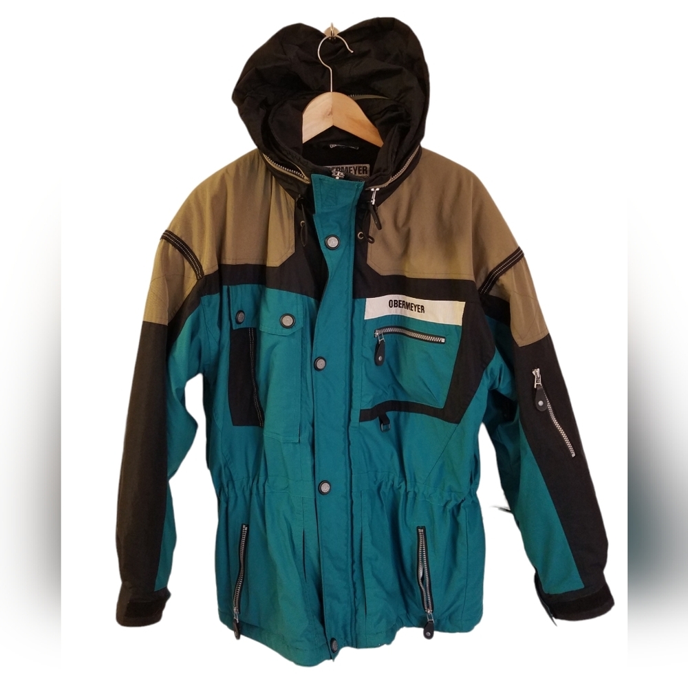 Obermeyer Men's Ski Jacket  Size Medium Tourquoise Color Block